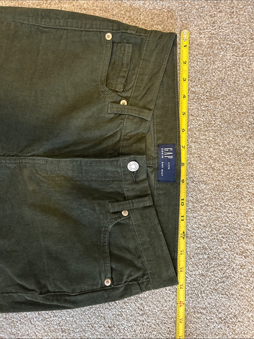 GAP Olive Green Corduroy Flared Pants - Picture 5 of 8